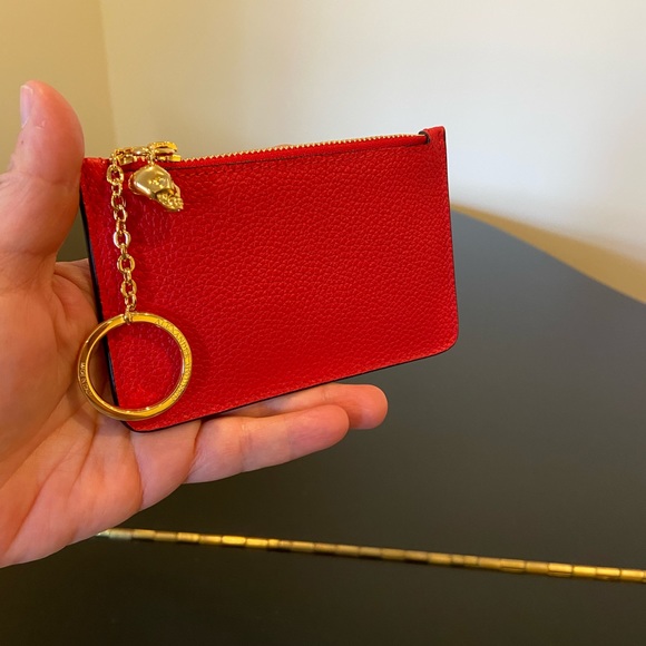 COPY - NWT LUXURY AUTHENTIC RARE Alexander McQueen red pebbled leather Key Ring… - Picture 7 of 17
